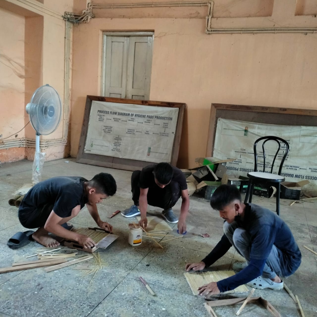 Trainees during bamboo craft training at Bamboo Resource Centre, Dimapur